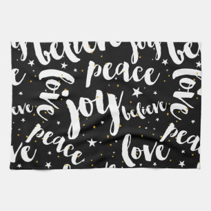 White Text Design On Black Background Towel