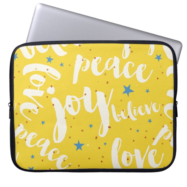 White Text Design On Yellow Background Laptop Sleeve (Front)