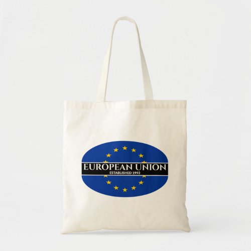 White Text European Union Established 1992 Flag Tote Bag