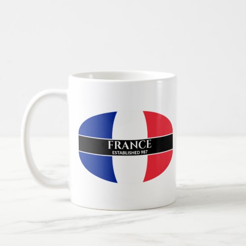White Text France Established 987 Flag Coffee Mug