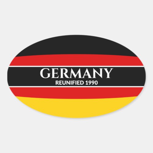 White Text Germany Reunified 1990 Flag Oval Sticker