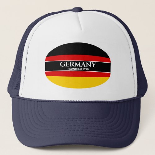 White Text Germany Reunified 1990 Flag Trucker Hat