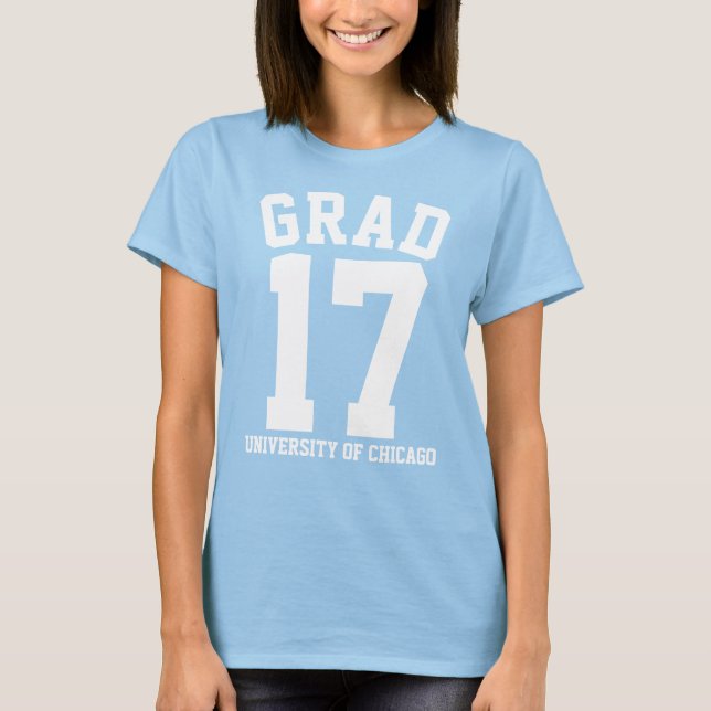 White Text Grad 2017 School Name T-Shirt (Front)