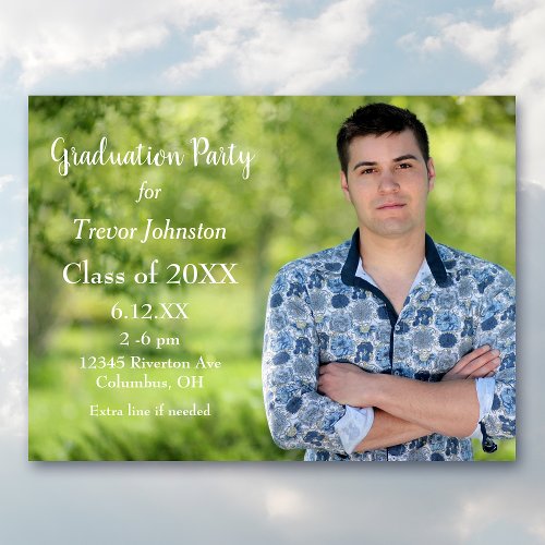 White Text Graduation Party Invitation Postcard