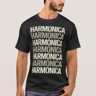 White Text Harmonica Mouth Organ T-Shirt