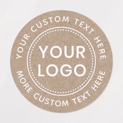 White text Kraft paper look round fabric clothing Labels
