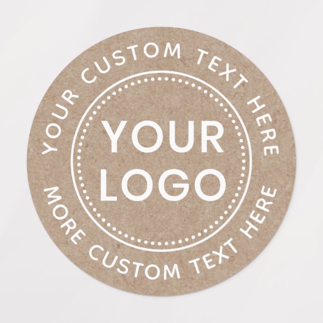 White text Kraft paper look round fabric clothing Labels (Design 1)