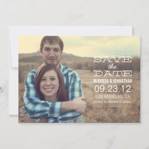 White Text l Save the date Photo Announcements