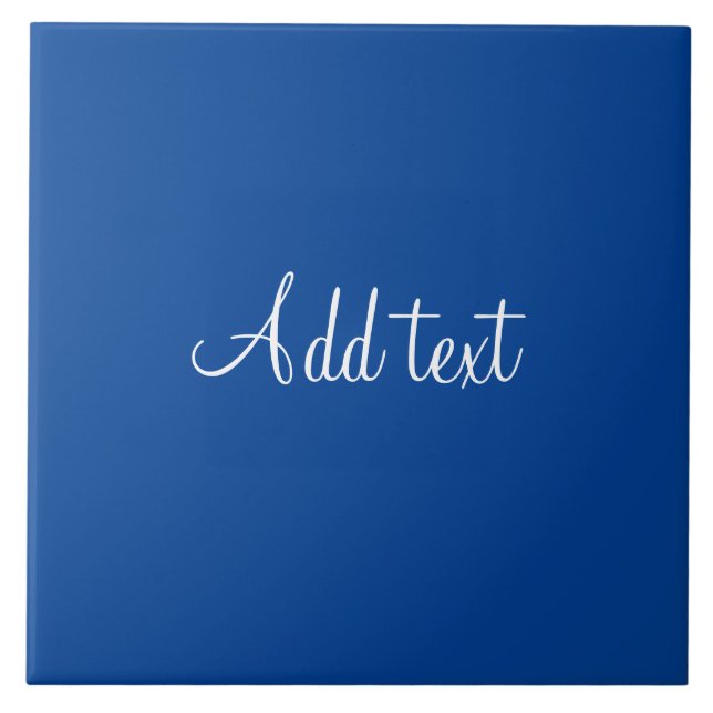 White text on blue background template ceramic tile (Front)