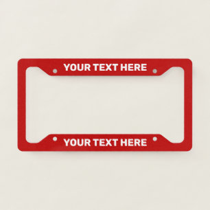 White Text On Red Custom License Plate Frame
