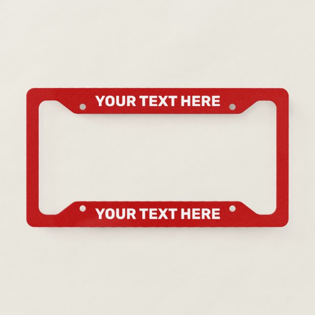 White Text On Red Custom License Plate Frame (Front)