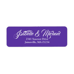 White Text on Royal Purple Return Address Labels