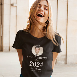 White Text Photo Proud Sister of 2024 Graduate T-Shirt