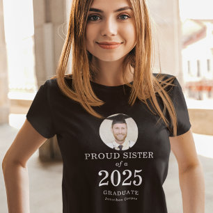 White Text Photo Proud Sister of 2025 Graduate T-Shirt