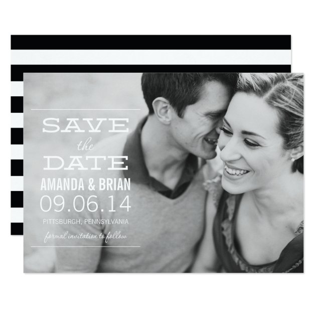 White Text Photo Save The Date Announcement