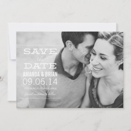 White Text Photo Save The Date Announcement