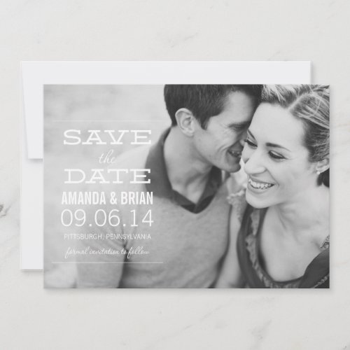 White Text Photo Save the Date Announcement