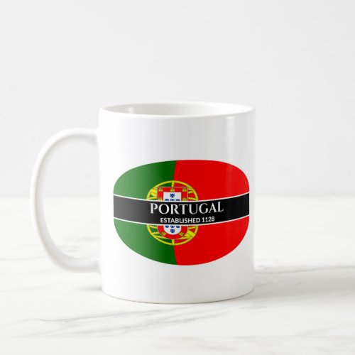 White Text Portugal Established 1128 Flag Coffee Mug