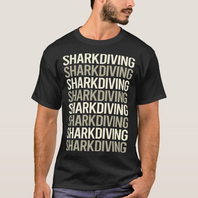 White Text Shark Diving Diver T-Shirt (Front)