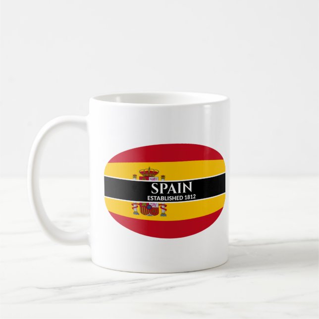 White Text Spain Established 1812 Flag Coffee Mug (Left)