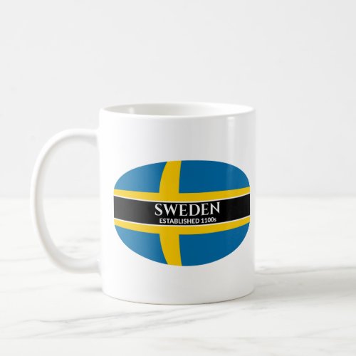 White Text Sweden Established 1100s Flag Coffee Mug