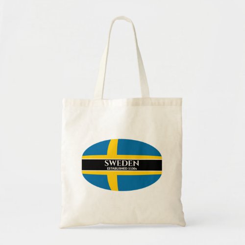 White Text Sweden Established 1100s Flag Tote Bag