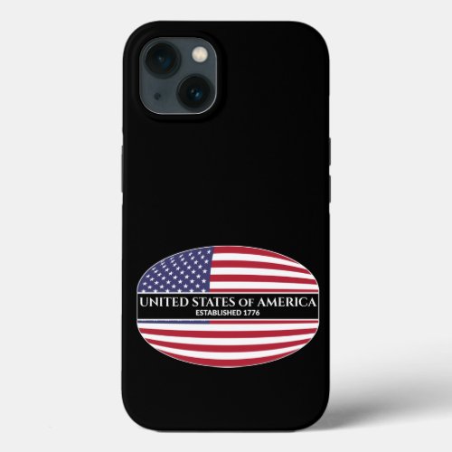 White Text United States of America Est 1776 Flag iPhone 13 Case