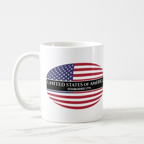 White Text United States of America Est 1776 Flag Coffee Mug