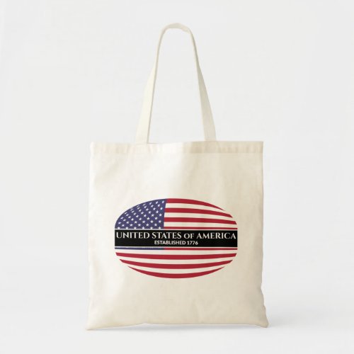 White Text United States of America Est 1776 Flag Tote Bag