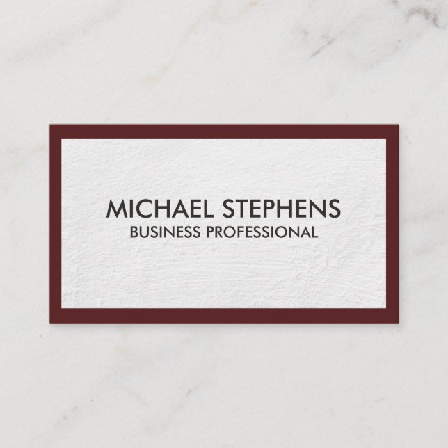White Texture Background Border Business Card (Front)
