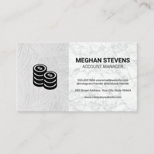 White Texture  Marble  Money Icon Appointment Card