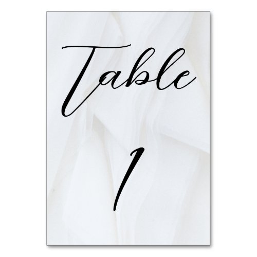 White Texture Wedding Table Card Number 1