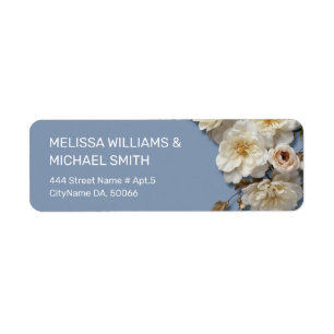 White Textured Roses Wedding Label