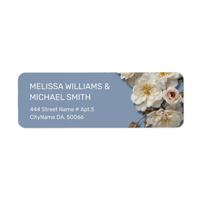 White Textured Roses | Wedding Label (Front)