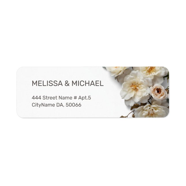 White Textured Roses | Wedding Label (Front)