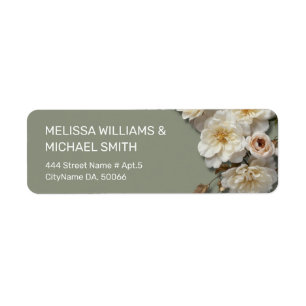 White Textured Roses   Wedding Label