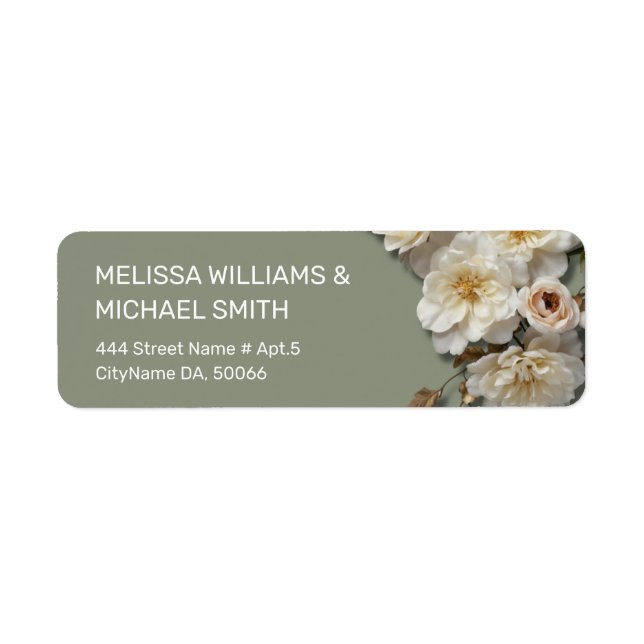 White Textured Roses | Wedding Label (Front)
