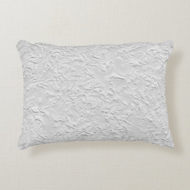 White Textured Stone, Monochrome Abstract Art Accent Pillow (Front)