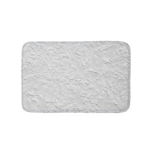 White Textured Stone, Monochrome Abstract Art Bath Mat
