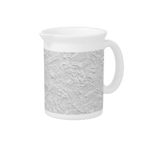 White Textured Stone, Monochrome Abstract Art Beverage Pitcher