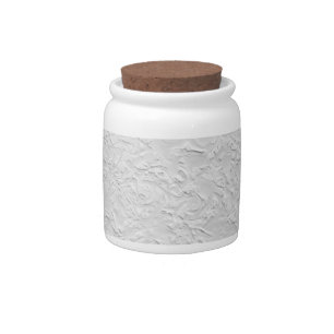 White Textured Stone, Monochrome Abstract Art Candy Jar