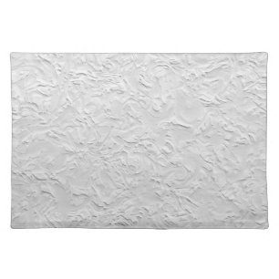 White Textured Stone, Monochrome Abstract Art Cloth Placemat