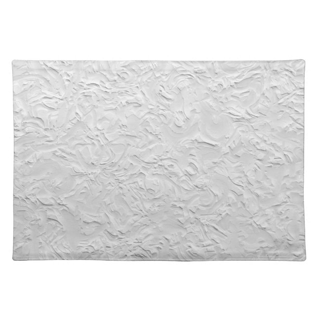 White Textured Stone, Monochrome Abstract Art Cloth Placemat (Front)