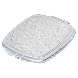 White Textured Stone, Monochrome Abstract Art Compact Mirror