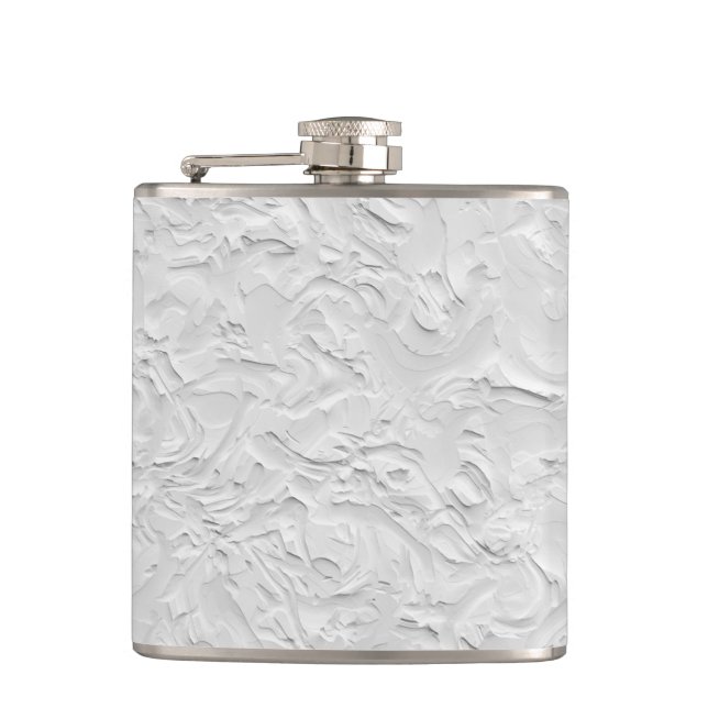 White Textured Stone, Monochrome Abstract Art Flask (Front)