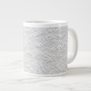 White Textured Stone, Monochrome Abstract Art Giant Coffee Mug