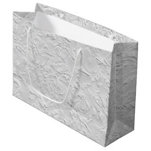 White Textured Stone, Monochrome Abstract Art Large Gift Bag