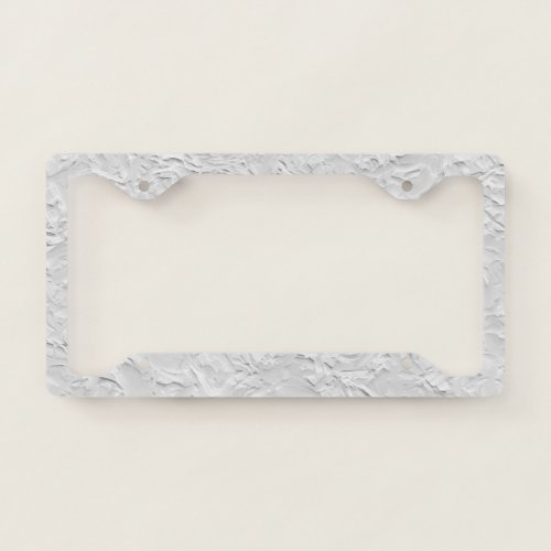 White Textured Stone Monochrome Abstract Art License Plate Frame