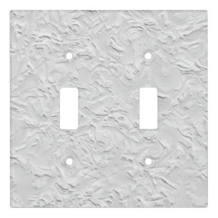 White Textured Stone, Monochrome Abstract Art Light Switch Cover