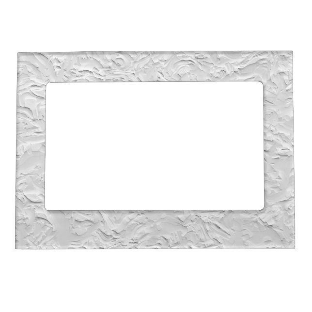 White Textured Stone, Monochrome Abstract Art Magnetic Frame (Front)
